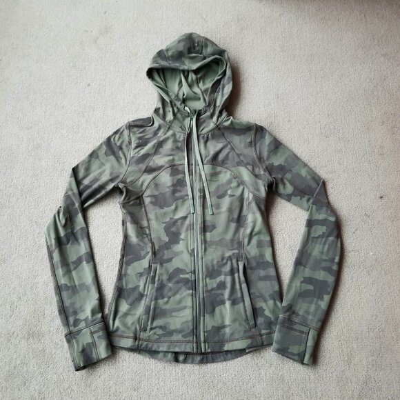 Lululemon Hooded Define Jacket Nulu Heritage 365 Camo Green Twill Multi, size 8 - Picture 2 of 10